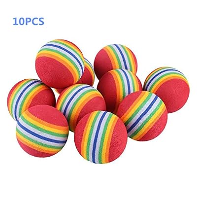 Healthy Clubs Qianghong Lot de 10 Boules de Chat pour Chien Jouet balles Arc-en-Ciel Balle en Mousse Souple pour la Formation de Plein air de Chiot Kitty par TheBigThumb