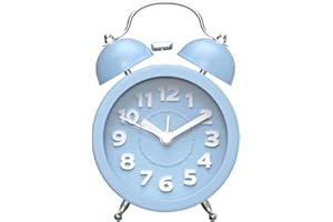 PILIFE Wecker Analog, Laut für Tiefschläfer, Wecker Ohne Ticken, Wecker Kinder Jungen, Reisewecker Klein, Wecker Batteriebetrieben, Retro Wecker mit Licht(Blau)