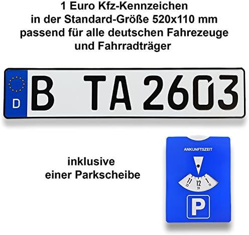 Car License Plate Euro Standard Size 520 x110 mm for All German Vehicles and Bike Holder