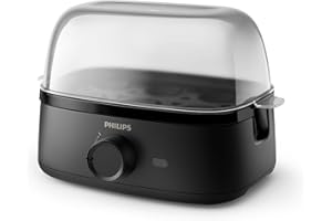 Philips Egg Cooker 3000 Series, Family Size up to 6 Eggs (soft, medium, hard, poached), Easy to clean, Poached Tray & Egg Piercer Accessory, 400W Power, Compact Design (HD9137/91)