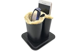 SBYMX Wommty Eyeglasses Holder with PU Leather Velvet Plush, Protective Eyeglasses Holder Stand Case for Home Office and School (2 Holder)(Size: M)
