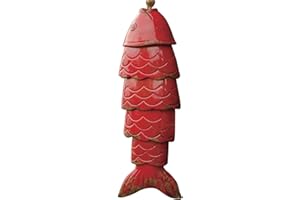 FGYZYP Carillon éolien coloré en forme de carpe koï de couleur vintage, pendentif créatif rétro simple à suspendre, décoration de jardin, décoration extérieure en bord de mer pour patio, maison,