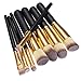 Start makers® 8 Piece Makeup Brushes - Wood Vegan Cosmetic Brushes -Professional Face & Eye Makeup Brush Set - Natural Make Up Brushes -Foundation Power Liquid Cream Makeup Tool & Start makers Pouch