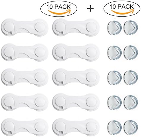 10 Pack Child Satety Locks Baby Safety Cabinet Door Fridge Drawer Appliances Cupboard Locks +10 Pack Corner Protector Baby Safety Proof Corner Guards Against Sharp Corners by Tonifa