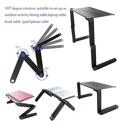 Rettungs-Laptop-Tisch / Schreibtisch / Stand-Portable Klapp-Tisch-Bett, Sofa, Teppich Tray Buch Stand-Extra Wide Tray Aluminium-Legierung mit Maus Stand (Schwarz) - 4