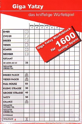 Preisvergleich Produktbild Giga Yatzy-Würfelblock 1600 - XL Knobel Block