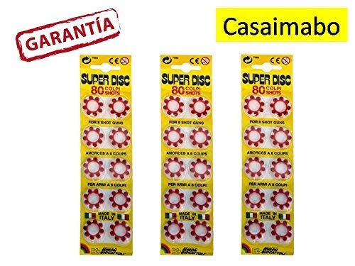 Pack 240 fulminantes en aros de 8 tiros para pistolas de juguete. Amorces 8T.Ref:8002605001002