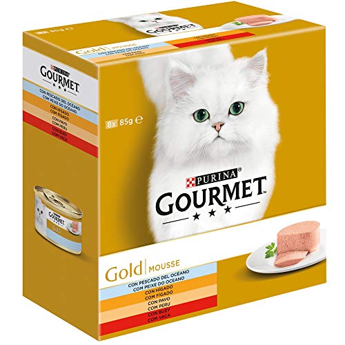 Purina Gourmet Gold Mousse comida para gato Surtido Carne y Pescado 8 x 85 g