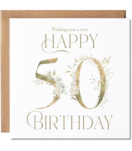 Jonny Javelin Geburtstagskarte Zum 50. – Mit Kuchen, Champagner & Glitzer, 157x235 Mm