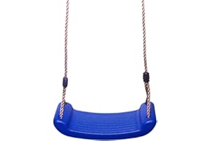 Kids Swing Seat with Adjustable Ropes - Easy Wipe Plastic Material - Kids Playset Gift - Outdoor & Indoor Play - Easy Installation for Backyard or Playground - Blue - By Electoys
