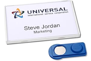 Badgepoint vista40 Namensschilder (63x40mm, 20 Schilder mit Magnet, verdrehsicher, mit Druckbogen für Namenskarten und Vorlagen zum Bedrucken, magnetische Namensschilder für Kleidung) weiß