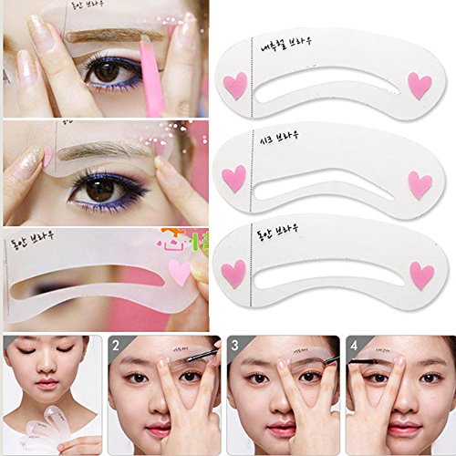 1 Portable Kosmetik Werkzeug Set: 3 stück Augenbrauen Schablone ,2 Farben Wasserdicht Eyeliner Gel Make-up Kosmetik augen Tools Schwarz & Braun mit 2 Bürste - 2