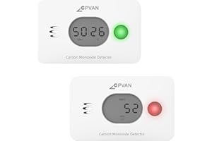 CPVAN Détecteur de Monoxyde de Carbone 3 en 1, Détecteur de Gaz CO 10 Ans avec Batterie Remplaçable de 4 Ans, Détecteur de CO avec Température et Humidité, Conforme Norme Européenne en 50291,2 Pièces