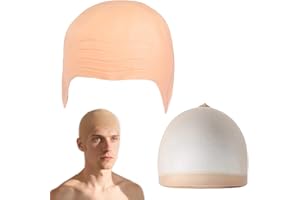 pclapora Bonnet Chauve, Perruque de Crâne de Cuir Épais, Bonnet Chauve Déguisements et Bonnets de Perruque Maille de Cheveux, Robe Fantaisie Cosplay Cap, Halloween, Adultes Vêtements Accessoires