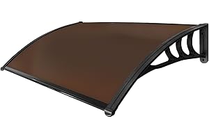 FRANKYSTAR Arcadia - Pensilina da esterno per porte e finestre in PP e policarbonato 120x80 cm (Nera vetro fumè)