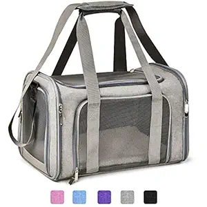 Henkelion Cat Carriers Dog Carrier Pet Carrier for Small/Medium Cats Dogs Puppies (Up to 15lbs), TSA Airline Approved Small Dog Carrier Soft Sided, Collapsible Waterproof Travel Puppy Carrier - Grey
