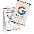REVUZ Gooogle Review Card – Equipped with NFC Chip and QR Code, Instant Activation with Your Business Page Link, Tap or Scan to Access. (S8 - Neo White PVC Card)