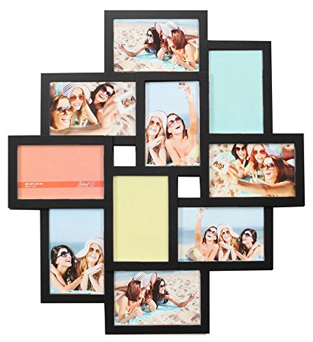 Ideal Gallery Bilderrahmen in Weiß Schwarz Braun für 10 Fotos 10x15 Foto Collage: Farbe: Schwarz