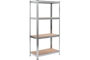 vidaXL Estantería de Acero y MDF Almacenamiento Orden Economía Industrial Complemento Cocina Despensa Cuarto de Lavadora Garaje 80x40x160 cm Plateado