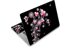 TOLULU Laptop Skin Sticker Decal,12" 13" 13.3" 14" 15" 15.4" 15.6 inch Laptop Vinyl Skin Sticker Cover Art Protector Notebook PC (Free 2 Wrist Pad Included), Decorative Waterproof Removable, Pink Hearts