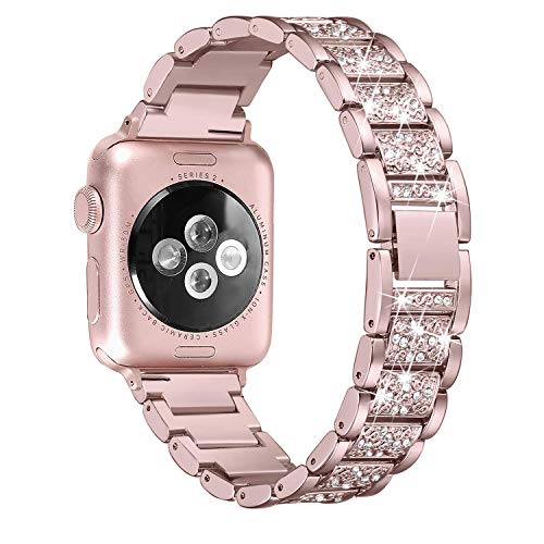 Gimartuk Bling Strap Compatible for Apple Watch Band Series 4 40mm 44mm Series 3/2/1 38mm 42mm, Women Metal Stainless Steel Jewelry Wristband Bracelet Bangle for Iwatch Series SE 6 5