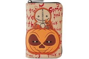 Loungefly Trick 'r Treat Sam Pumpkin Zip-Around Wallet, Tan, One Size