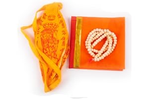 TARINI GALLERY Set of Tulsi Holy Basil Jaap Jap Mala Beads and 2 Japa Mala Bag Gomukhi Japa Bag Jholi Prayer Chanting or Storing Bag Combo of 3 Pooja Items for Daily Mantra Jaap Meditation and Gifting