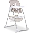 Hauck Sit N Fold Children's High Chair, from 6 Months to 15 kg, Narrow Foldable, Adjustable Backrest, Removable Tray, Large Toy Basket, Beige