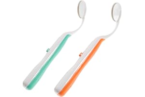 SUPVOX Espejo Dental Oral con luz LED Para Inspeccionar los Dientes y la Boca Cuidado Dental (Verde Naranja) 2 Unidades