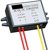 Alimentatore 24v Convertitore AC 24V A DC 12V 3A 36W - Regolatore Di Tensione Per Auto Audio, LED, Motori - Protezioni Integrate Stabilizzatore Tensione Auto