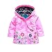Arrowhunt Baby Girls' Cute Floral Printed Waterproof Hooded Coat Raincoat Pink