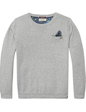 Scotch & Soda Shrunk Jungen Pocket Square Pullover, Grau (Grey Melange 606), 164 (Herstellergröße: 14)