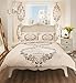 Think-Louder New Luxury Modern Paris Script Quilt Cover Duvet with Pillow Cases Cream Single Super King
