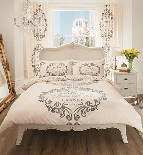 Think-Louder New Luxury Modern Paris Script Quilt Cover Duvet with Pillow Cases Cream Single Super King