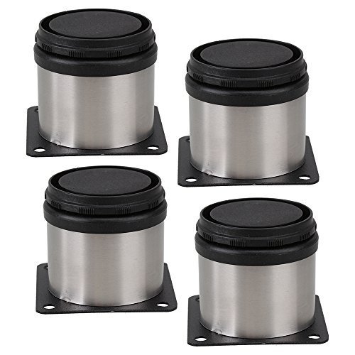 BQLZR Armario de muebles Patas de metal Patas de cocina de acero inoxidable ajustables Redondo negro y plata 50 x 50 mm Paquete de 4