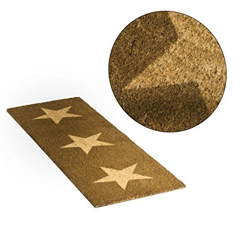 miaVILLA Fußmatte Stars – Fußabtreter mit Sternen – Kokosfaser – Beige Natur – ca. 40 x 120 cm - 3