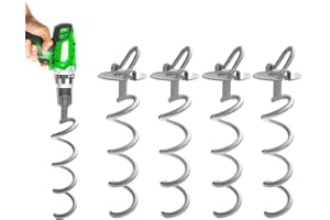 MIXXIDEA Silber Metall Spirale Pfahl Ring Spirale Bodenanker Outdoor Heavy Duty Camping Stakes Spiraling Anker Bodenanker für Zelt, Trampoline, Gartenzaun, Schuppen, Schaukeln 10,6 Zoll 4 Stück