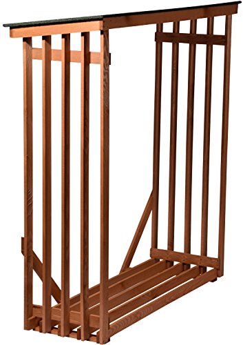 dobar Holzlager Große Kaminholzregal Wand XL aus Holz für draußen im Garten, 140 x 50 x 143 cm, Kiefer, grün / braun - 4