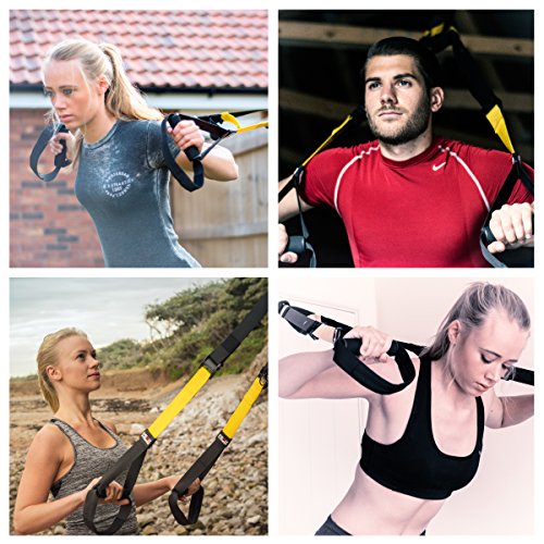 Peak Fitness Cross Fit Schlingentrainer mit Türanker, Riemen, schweren Schnallen und Tragetasche für Körpergewicht Training, ideal für Fettverbrennung, Muskelaufbau, Core-Training und für jedes Haustraining empfohlen. 100% Zufriedenheit – KEINE RISIKEN. Gratis 60–tägige Rückgabegarantie der gesamten Kosten. - 3