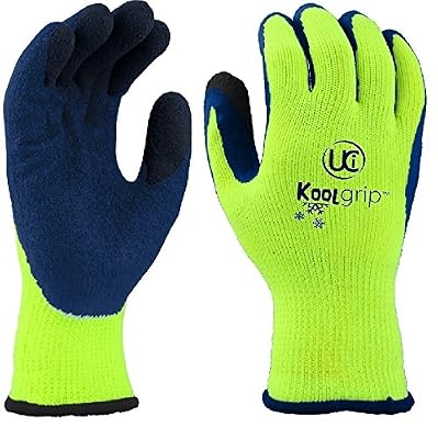 KOOLgrip UCi KOOLgrip Gants avec revêtement thermique en latex pour protéger la palme des mains Idéal contre le froid de l'hiver/bonne adhérence, 9 - Large, jaune, 300