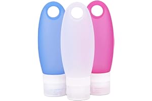 FantasyDay® 3 Pack Silikon Reise Flaschen Set mit Kulturbeutel (98ml) - Auslaufsicher Reise-Container BPA-frei TSA Genehmigt - Portable Travel Zubehör für Shampoo, Creme, Spülung und Körperpflege