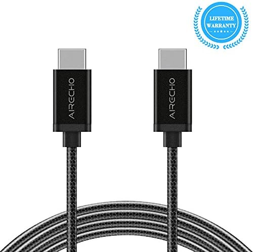 Airecho USB 3.0 Type C to A Cable Nylon Braided Hi-speed Charging Sync Cable for New Macbook Pro, One Plus 2/3, Nokia N1, Nexus 6P/5X, Huawei p9, Samsung s8, Google ChromeBook Pixel and more (6.6FT/2M, CC Black)