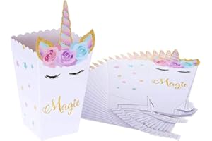 PALMFOX 12 Pièces Popcorn Boîte Sac Bonbons Carton Conteneur Licorne Petit Snack Sac pour Enfants Fête D'anniversaire Décoration