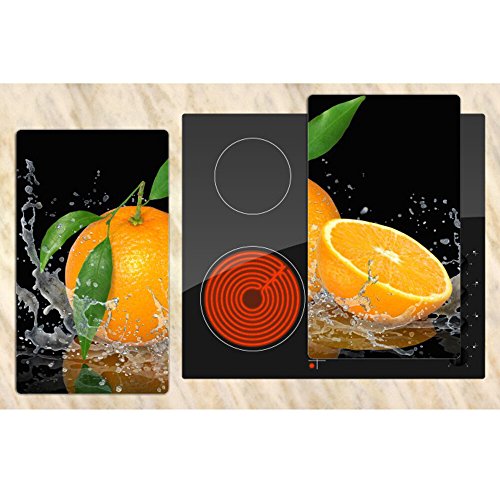 Herdabdeckplatten aus Glas m. Noppen von DekoGlas 2er-Set Herdabdeckung Schneidebrett Spritzschutz Orange - 2