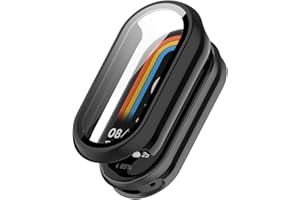 BYISYUE Etui ochronne do Xiaomi Smart Band 10, twarde etui z poliwęglanu (PC), ze szklaną folią ochronną, ochrona wyświetlacza, ochrona przed zarysowaniem i kurzem, obudowa do Xiaomi Smart Band 10 (czarne)