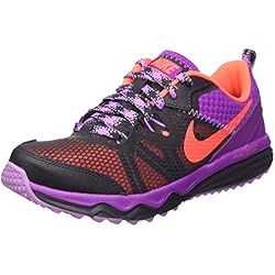 Nike Wmns Dual Fusion Trail, Zapatillas de Deporte Exterior para Mujer, Anthracite/Hyper Orange-Vivid Purple-Fuchsia Glow, 36.5 EU