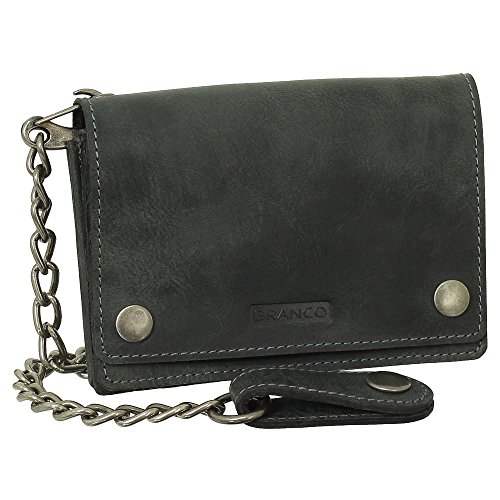 Billetera de piel de lujo de motorista con cadena, monedero para motorista, 13,5 cm, en varios colores, negro, marrón, beige, negro