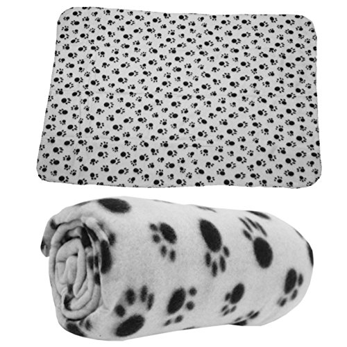 Haustierdecke Hundedecke Fleece Decke Katzendecke Tierdecke Liegedecke Pfötchen (grau, 80 x 120) - 2