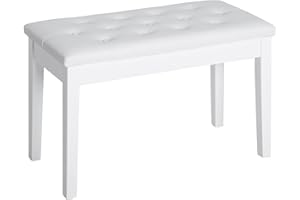 HOMCOM Tabouret de Piano Banc de Piano Traditionnel Banc de Couloir Style campagnard Tabouret cosmétique Espace de Rangement Caoutchouc Similicuir Blanc 76 x 36 x 50 cm