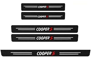 FUWUDI 5PCS Car Door Sill Protector Strips, Carbon Fiber Threshold Protective Film for Mini Cooper S R55 R56 R50 R53 R60 F55 F56, Kick Plate Cover Sticker, Door Edge Protection Decorate